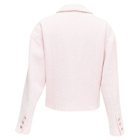 CHANEL 21P pink cotton tweed CC button double breasted cropped jacket FR38 M - Picture 6 of 8